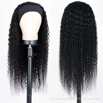 Vendor Cheap Kinky Curly Raw Indian Virgin Cuticle Aligned Human Hair Headband Wig None Lace Wigs Human Hair Can Be Customized